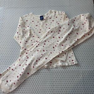 NWOT High Sierra Woman’s Long Underwear  Pajama Set Cream Red Stars Size M